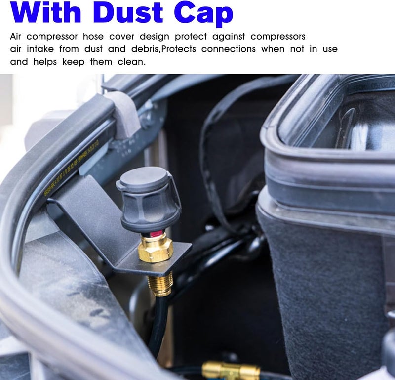 JIOTAR 740112 Air Compressor Hose Adapter With Dust Cap Replacement A/R/B Air Compressor Hose Coupling A/RB Universal On Board Systems GaugeAir Chuck Air Tank Secure Air Tool Connections Adapter- NPT Std - Image 5